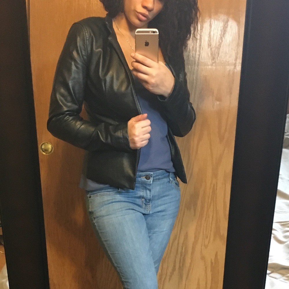 Express Fitted Black Leather Jacket